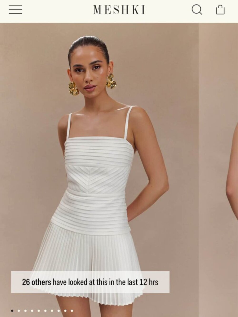 Meshki White Pleated Mini Dress